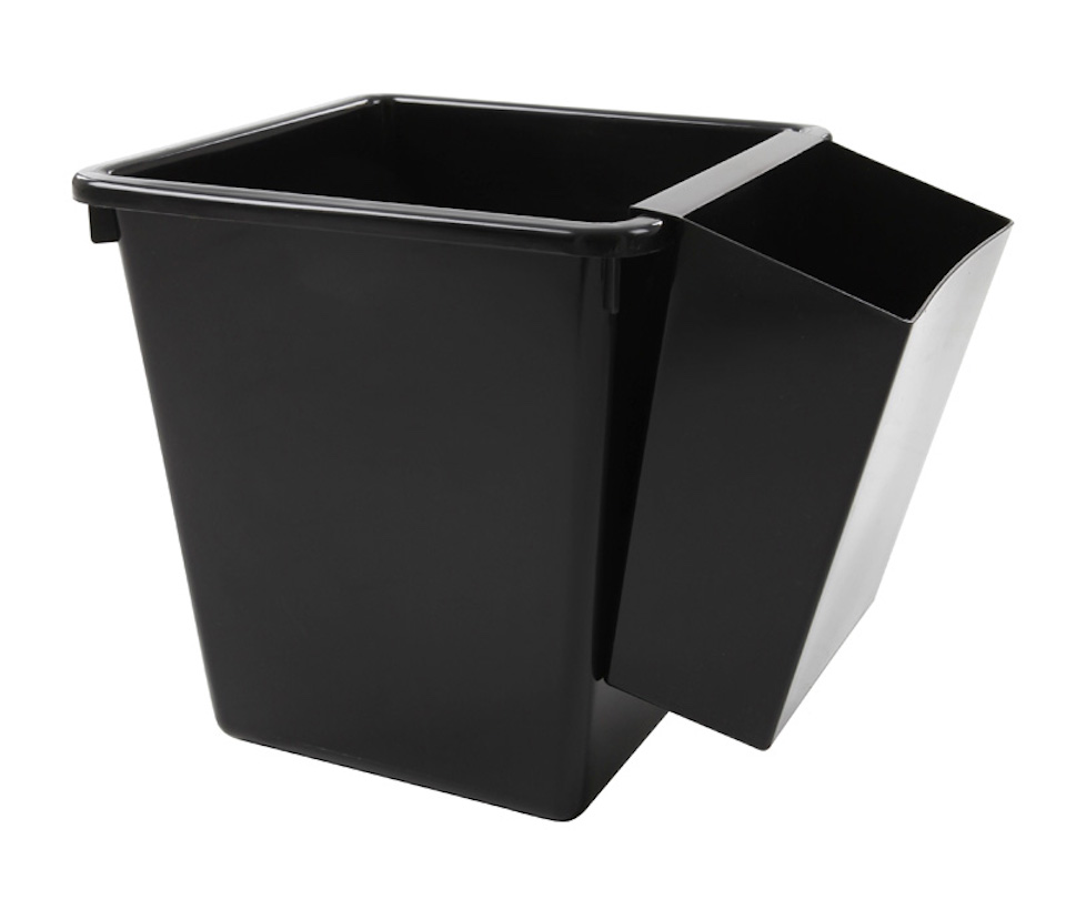 Viereckiger kegelförmiger Papierkorb | 27 Liter, HxBxT 36x34x34xm | Kunststoff | Schwarz