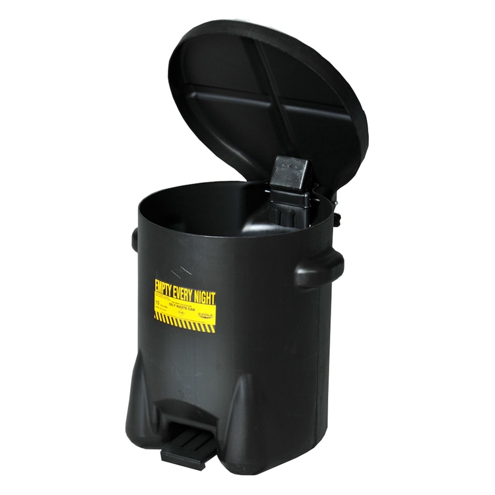 Eagle Poly-Abfalleimer Sicherheits-Entsorgungsbehälter mit Pedalöffnung | 38 Liter | Hart-Polyethylen | Schwarz