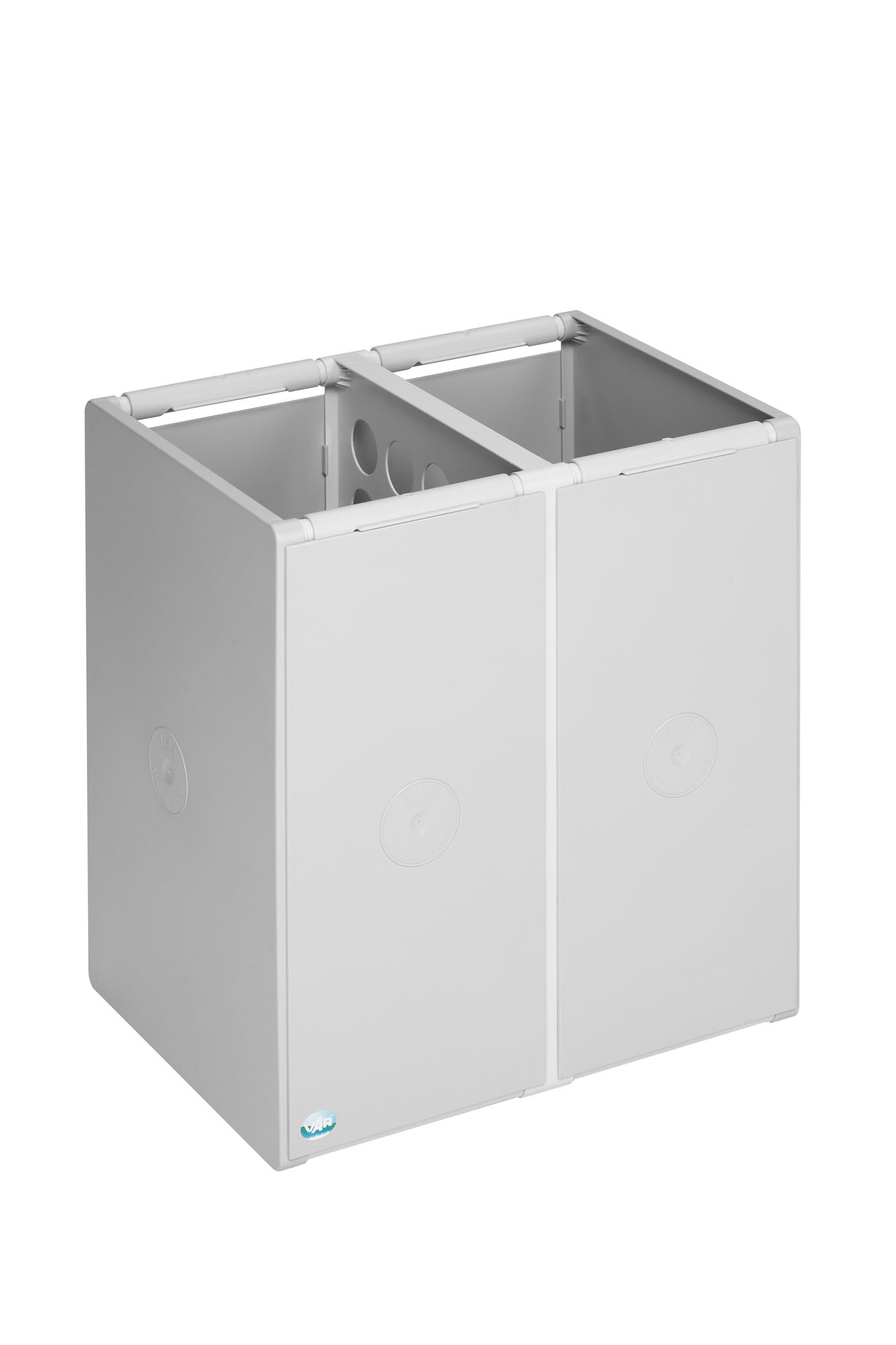 Robustes Abfall- und Wertstoffsammelsystem 2-Fach | ohne Deckel | 40 Liter, HxBxT 57x50,5x40,5cm | Kunststoff | Grau