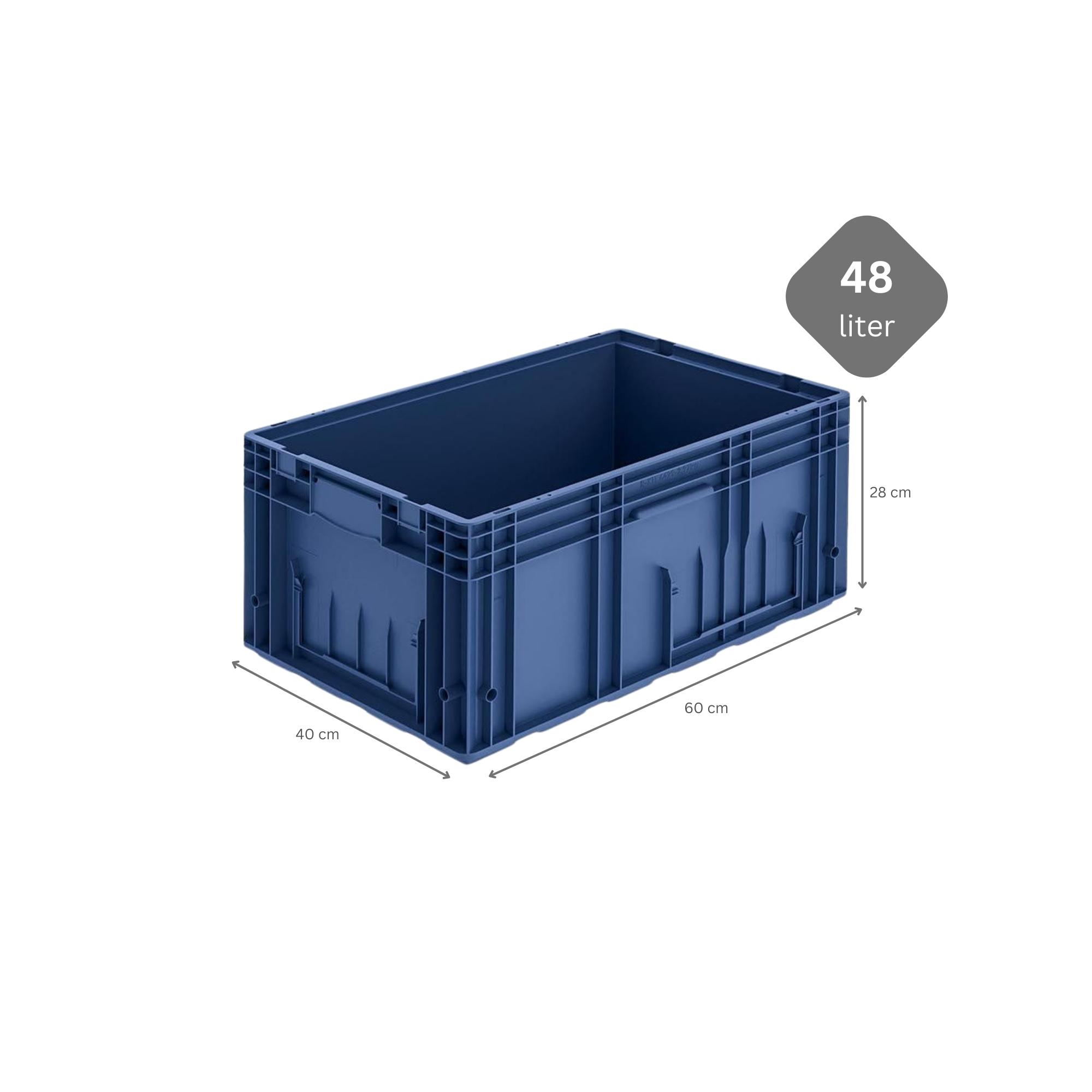 VDA KLT Kleinladungsträger mit Verbundboden | HxBxT 28x40x60cm | 48 Liter | KLT, Transportbox, Transportbehälter, Stapelbehälter