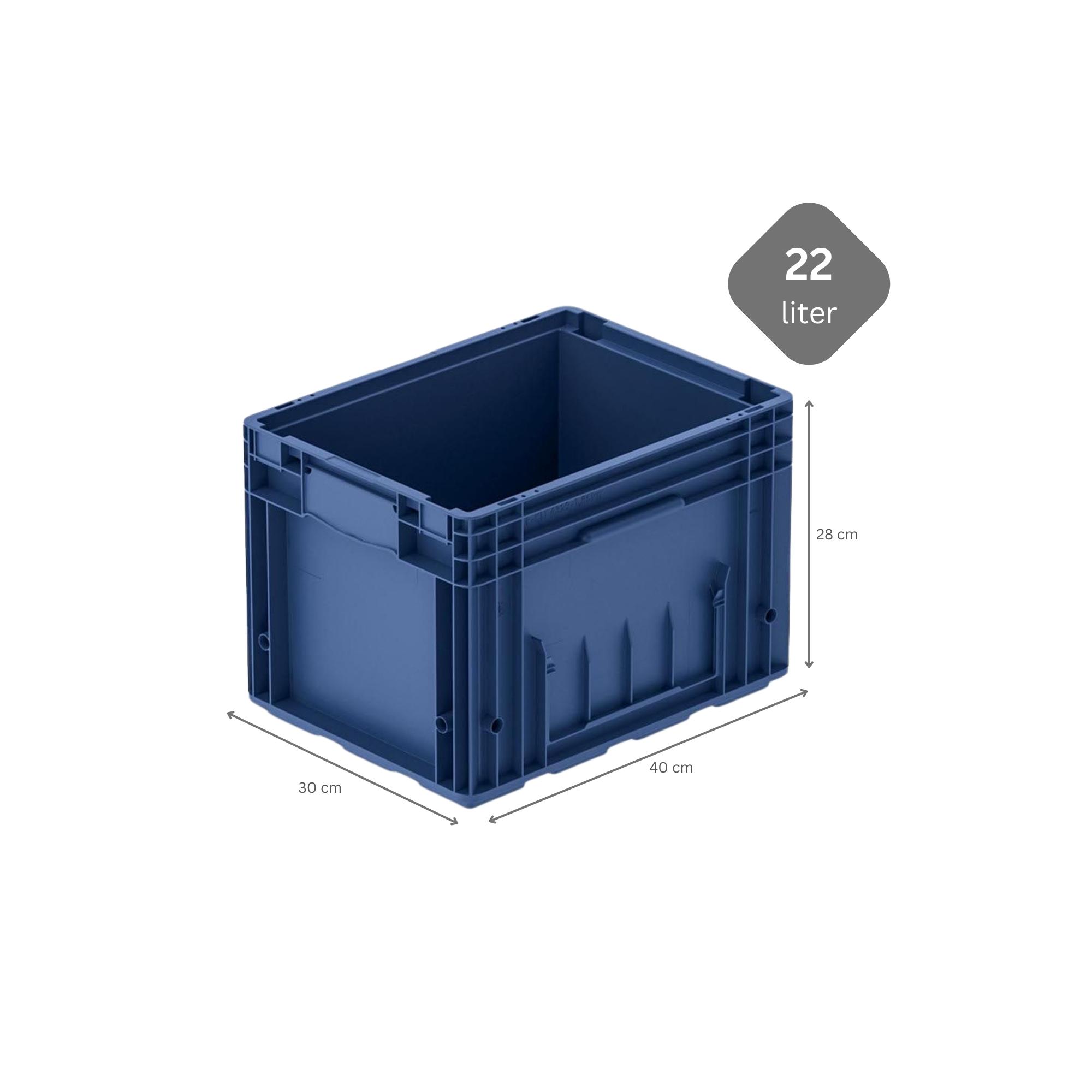 SparSet 5x VDA KLT Kleinladungsträger mit Verbundboden | HxBxT 28x30x40cm | 22 Liter | KLT, Transportbox, Transportbehälter, Stapelbehälter
