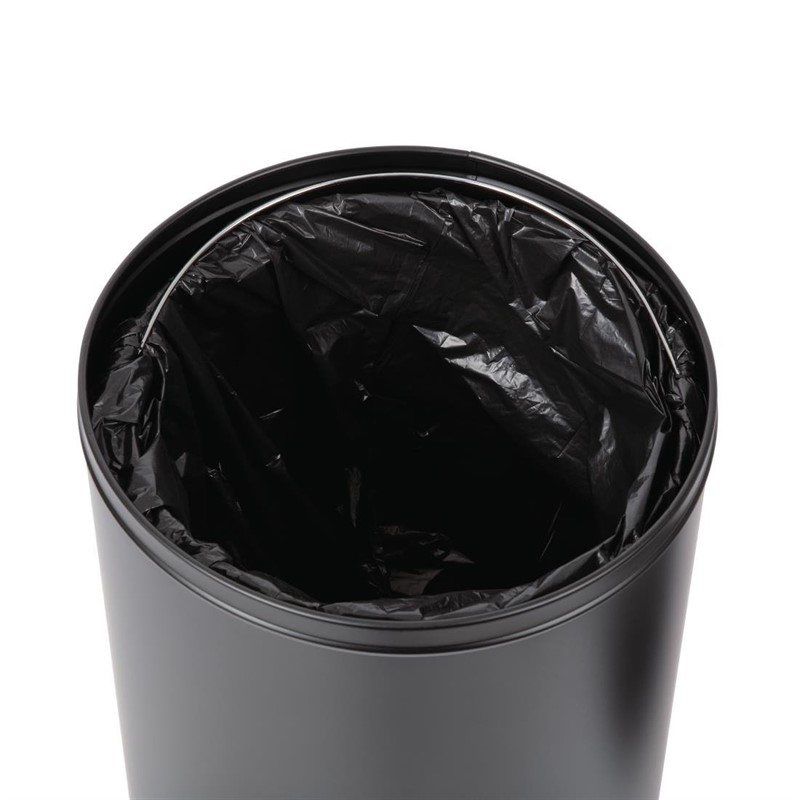 Bolero 40L schwarzer Abfalleimer aus Stahl mit offenem Deckel