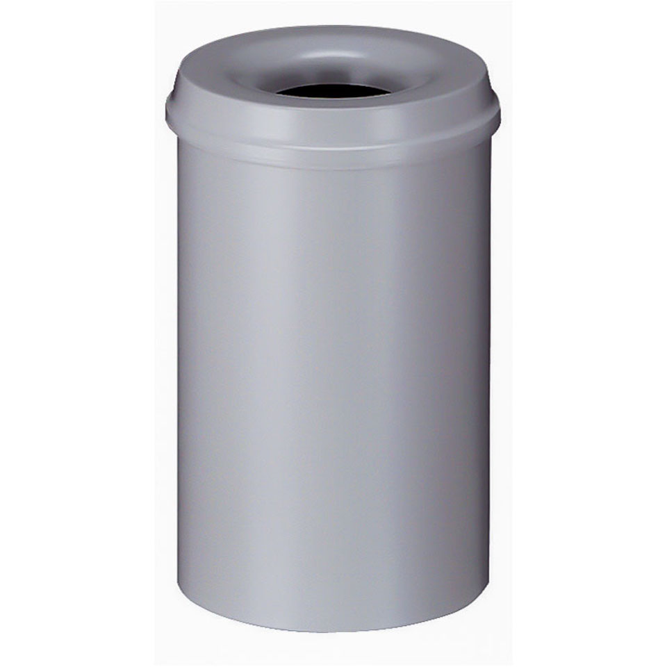 Selbstlöschender Papierkorb & Abfallsammler aus Metall | 20 Liter, HxØ 42,6x26cm | Grau