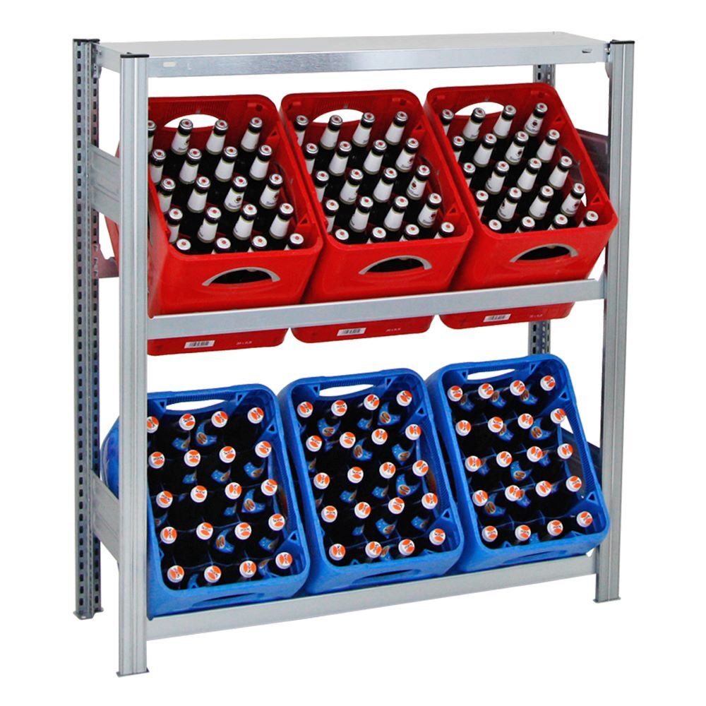 Getränkekistenregal Chiemsee Made in Germany | HxBxT 115x106x34cm | 6  Kisten auf 2 Ebenen + Board | Verzinkt