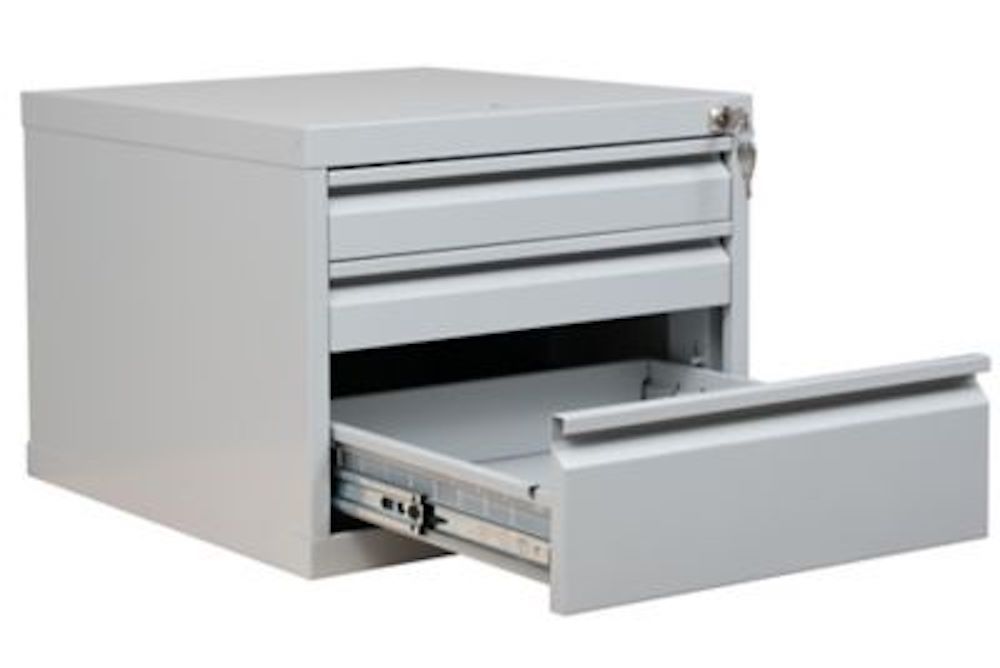 Werkbank CRICKET mit 3 Schubladen und Ablageboden | HxBxT 84x120x60cm | Traglast 150kg | Grau-Buche